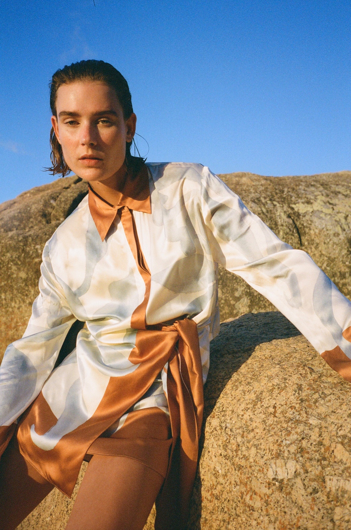 SIR the label Sorrento Shirt Dress SCIARPA PRINT