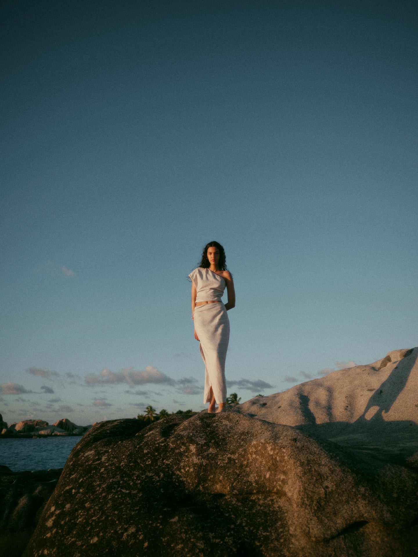 SIR the label Affogato Asymmetric Midi Skirt ECRU