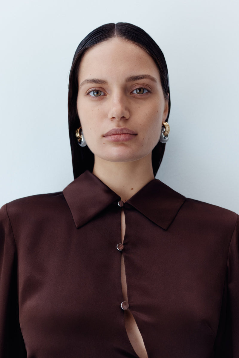 SIR the label Selita Shirt Dress CHOCOLATE