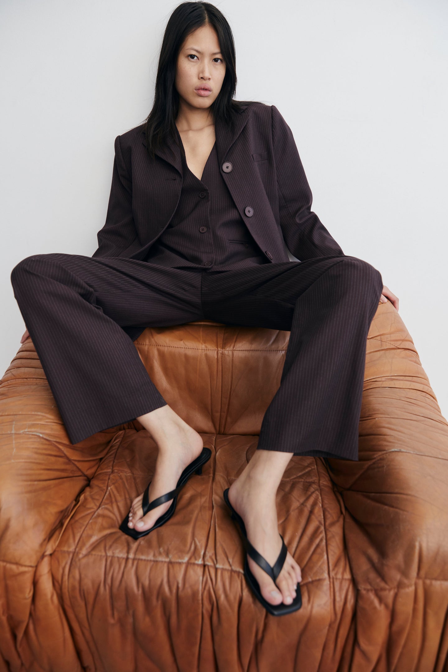 SIR the label Guillaume Trouser Plum Pinstripe