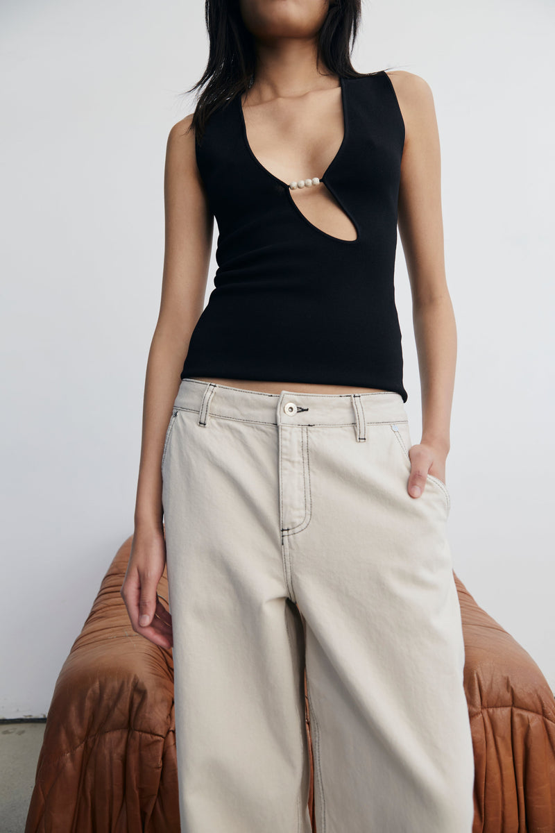 SIR the label Orlan Mid Rise Jean Ecru