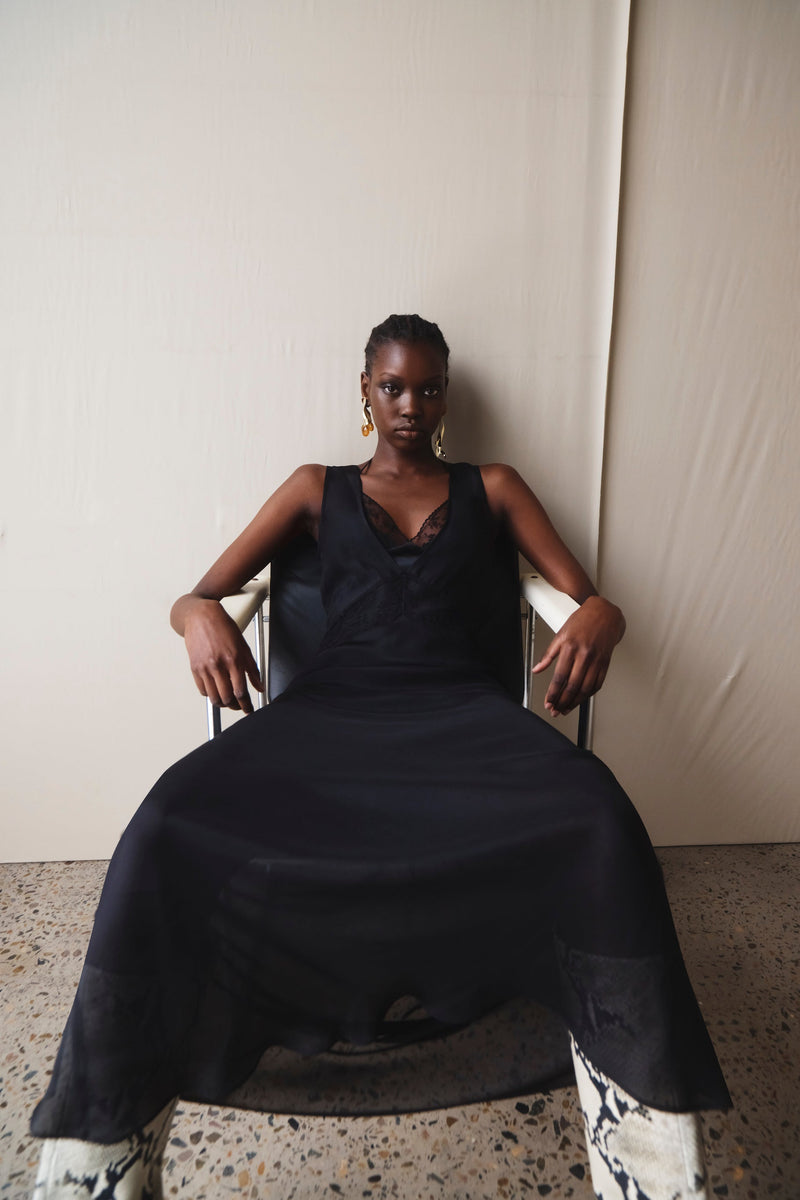 SIR the label Avellino Lace Layered Dress BLACK