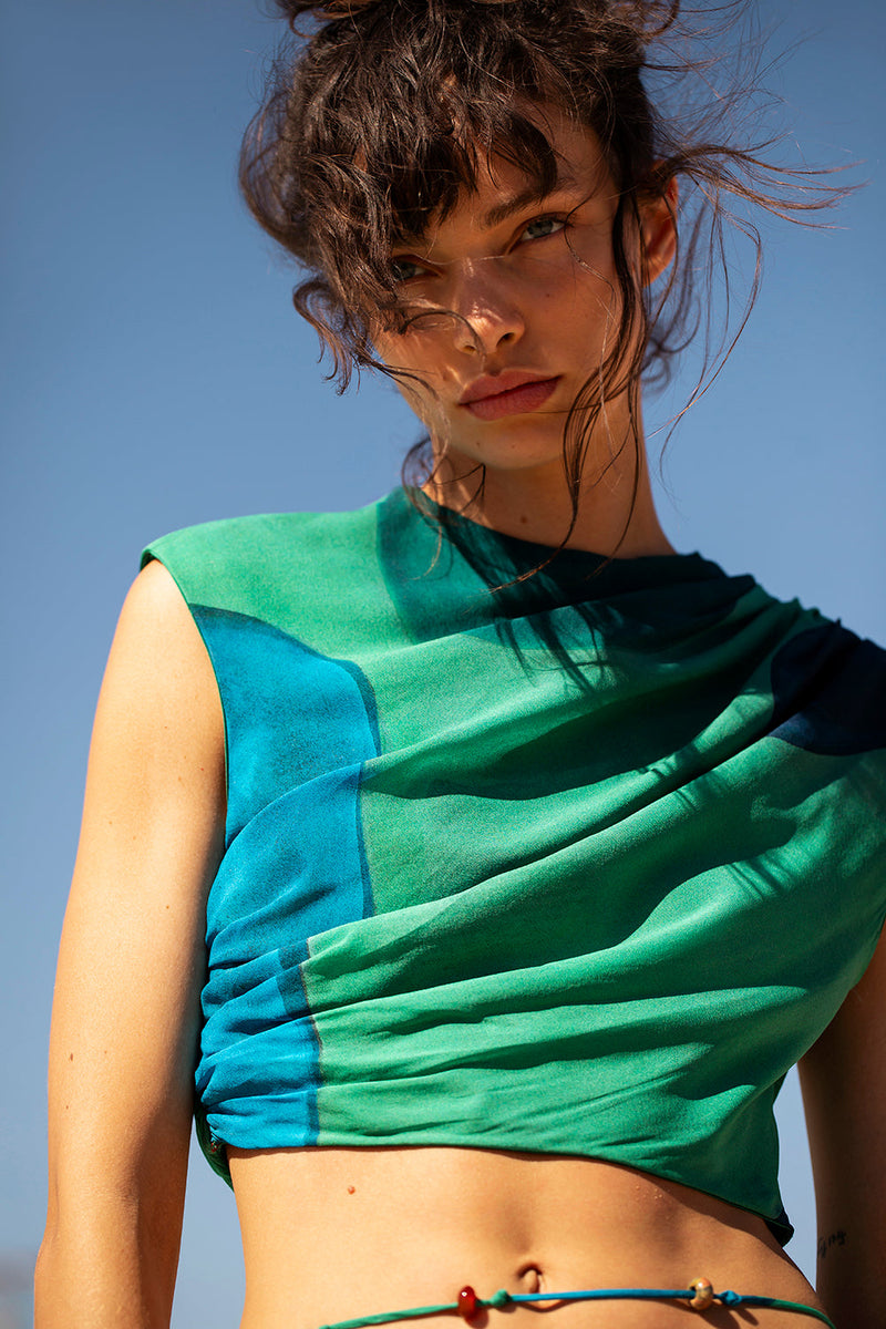 SIR the label Frankie Gathered Top EMERALD REFLECTION