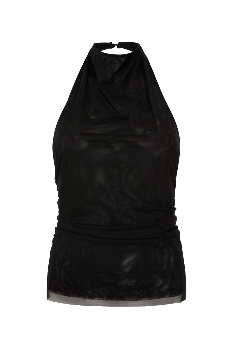 SIR the label Jacques Mesh Halter Top Black