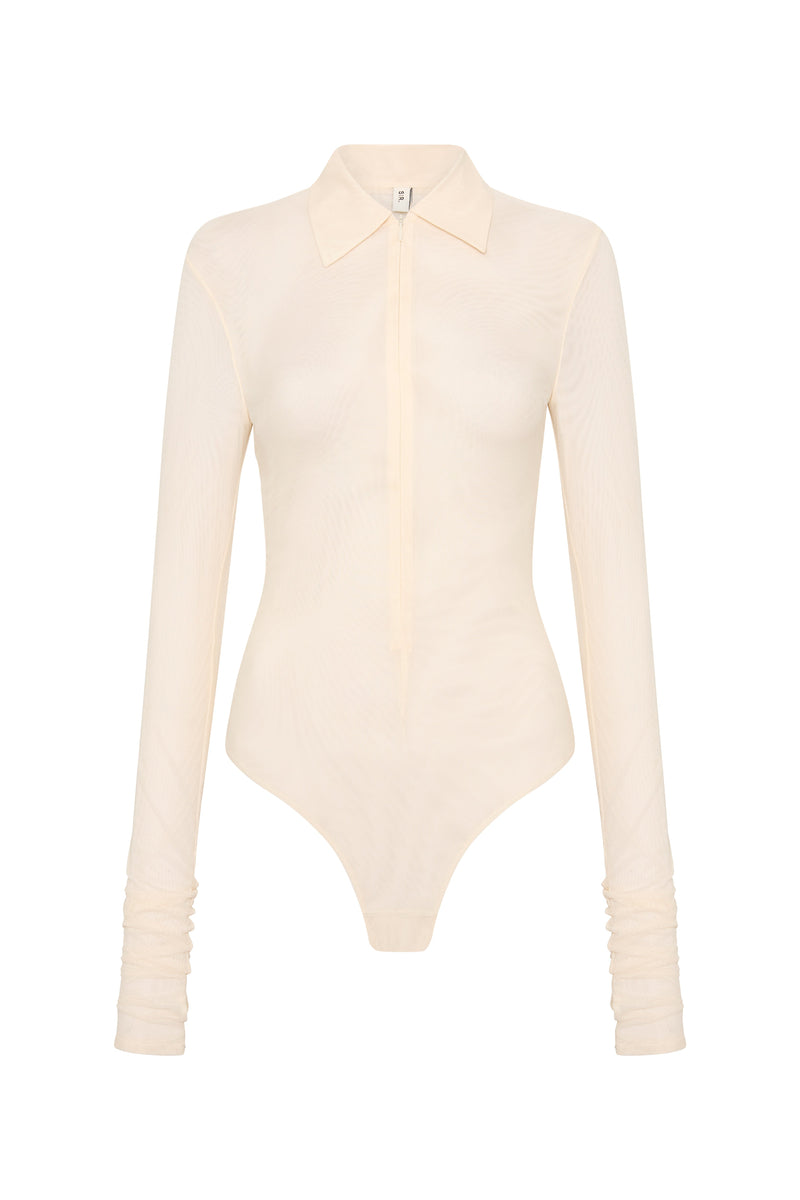 SIR the label Jacques Mesh Zip Bodysuit ECRU