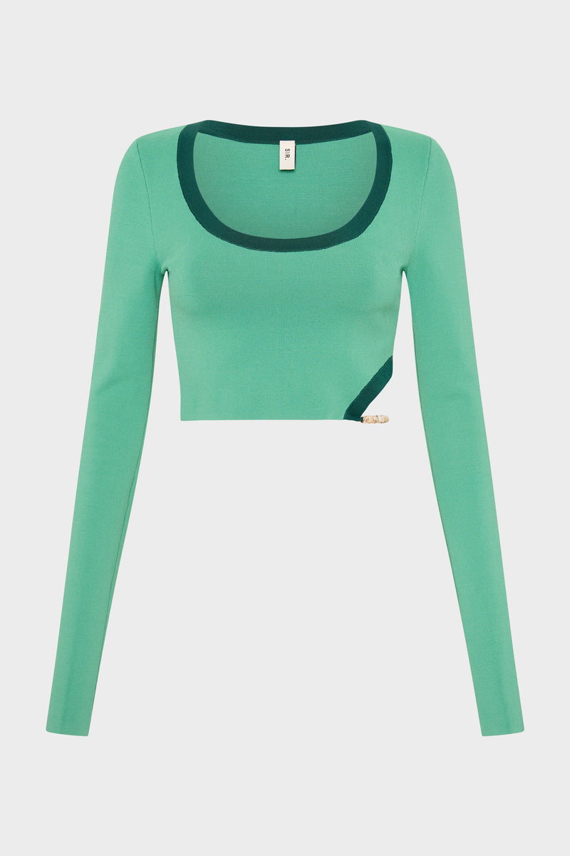 SIR the label Salvador Long Sleeve Crop EMERALD