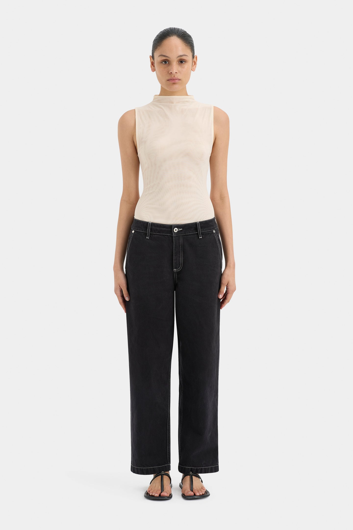 SIR the label Orlan Mid Rise Jean Washed Black