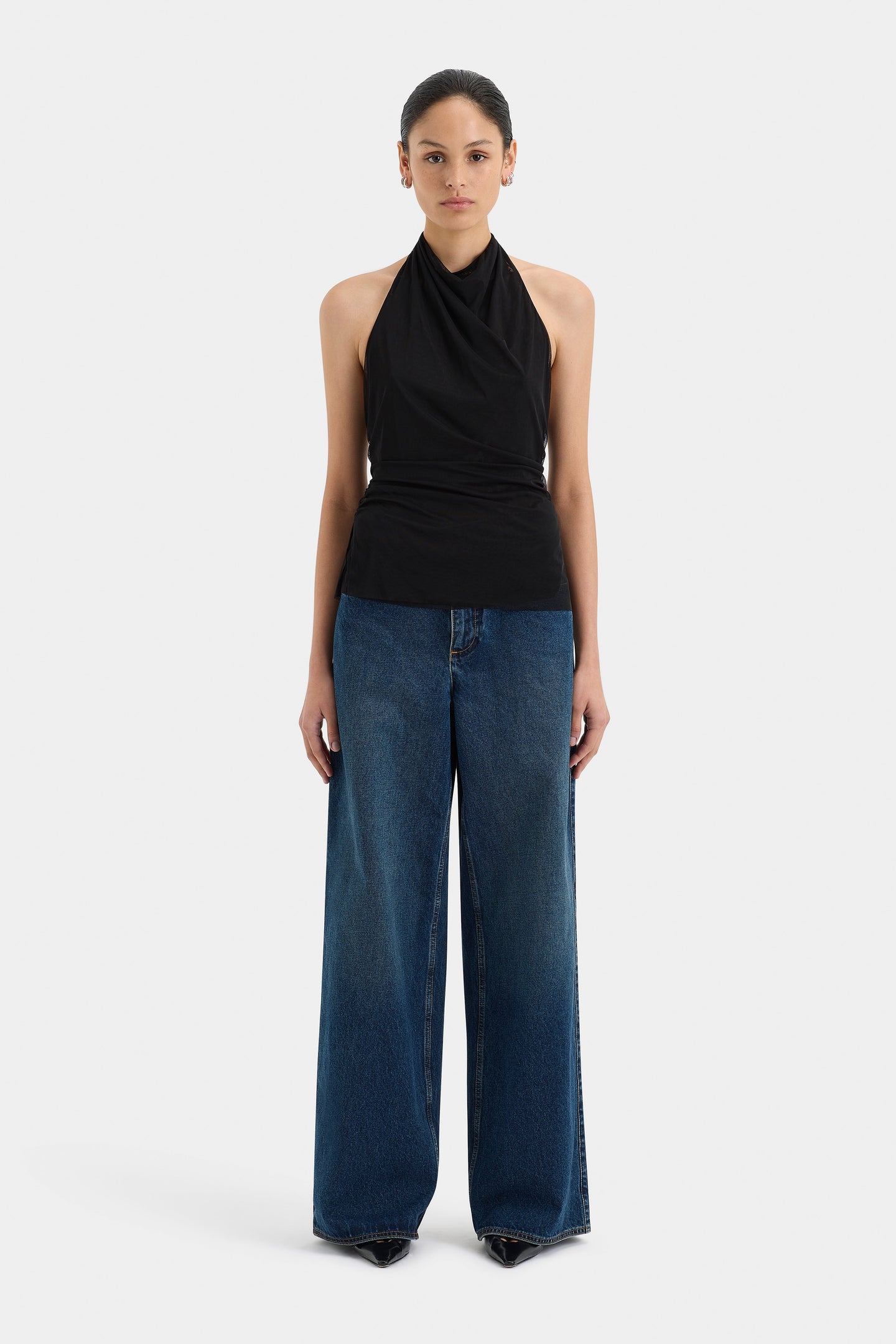 SIR the label Jacques Mesh Halter Top Black