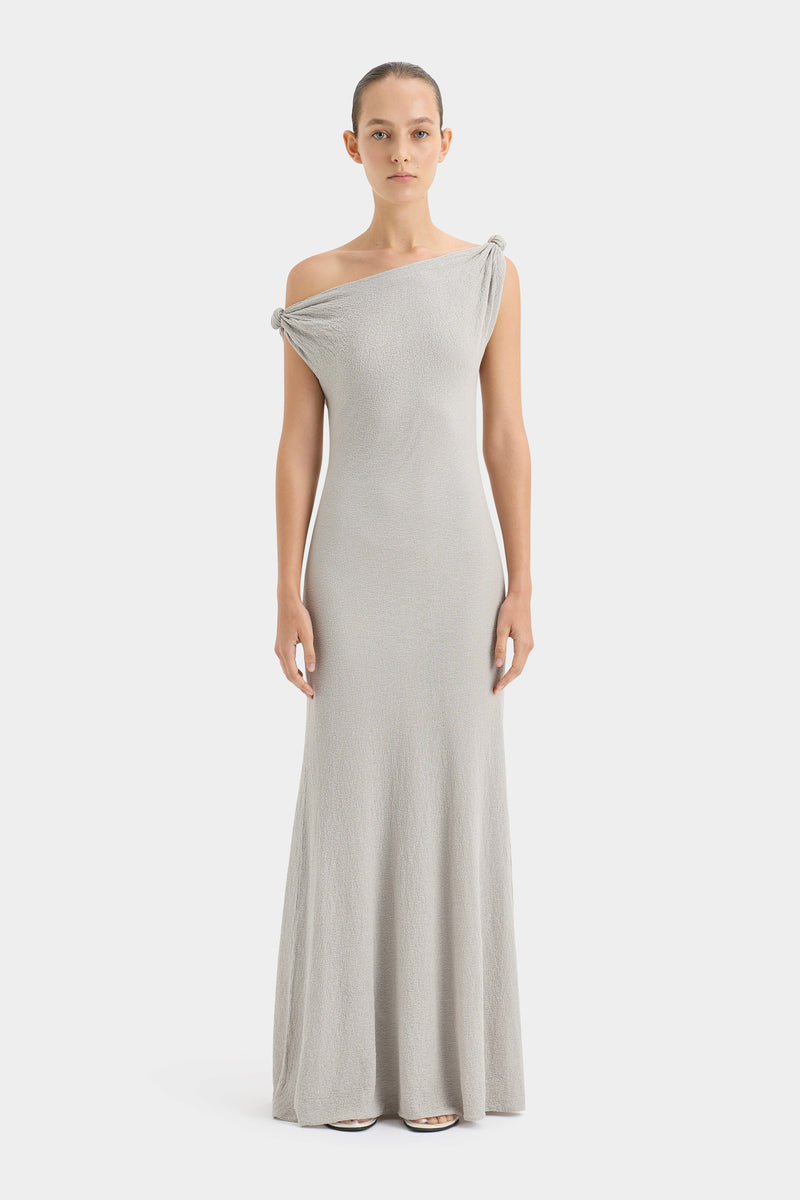 SIR the label Glow Twist Maxi Dress LIGHT GREY