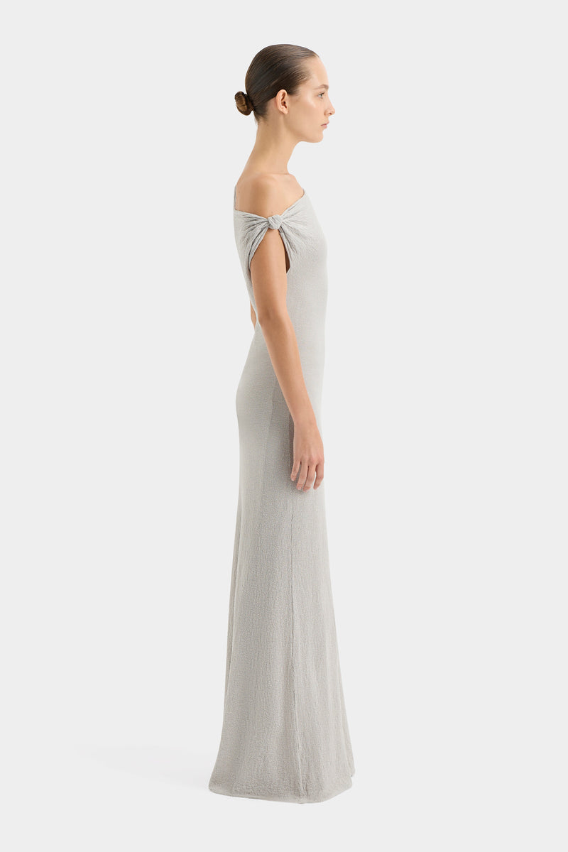 SIR the label Glow Twist Maxi Dress LIGHT GREY