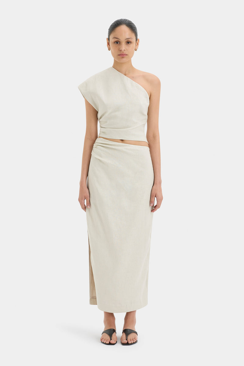 SIR the label Affogato Asymmetric Midi Skirt ECRU