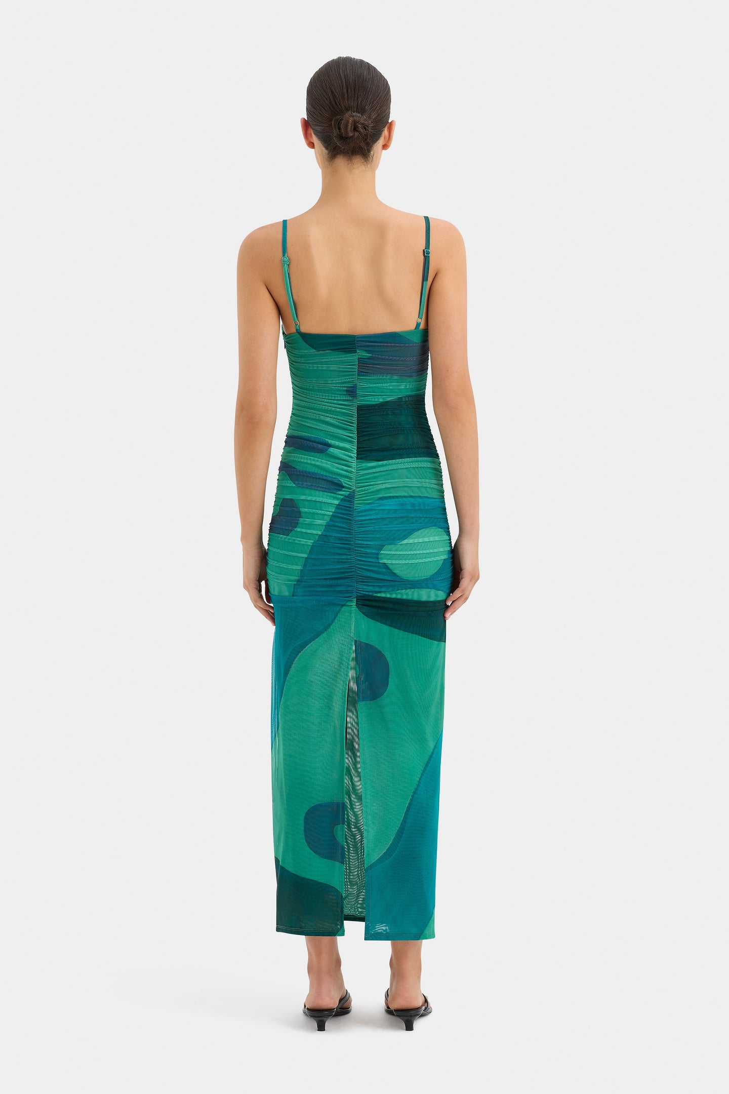 SIR the label Frankie Gathered Midi Dress EMERALD REFLECTION