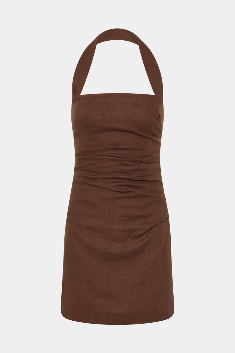 SIR the label Noemi Halter Mini Dress CHOCOLATE