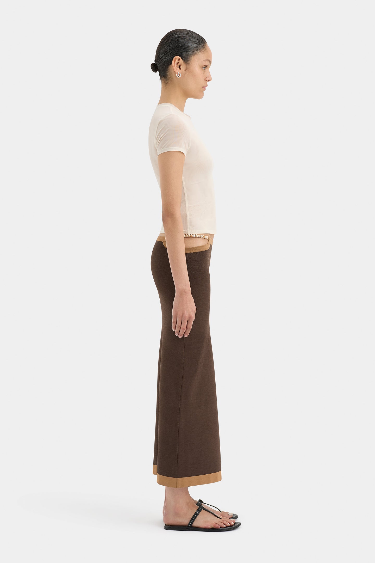 SIR the label Salvador Beaded Midi Skirt BISCOTTI
