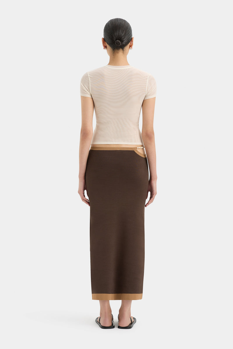 SIR the label Salvador Beaded Midi Skirt BISCOTTI