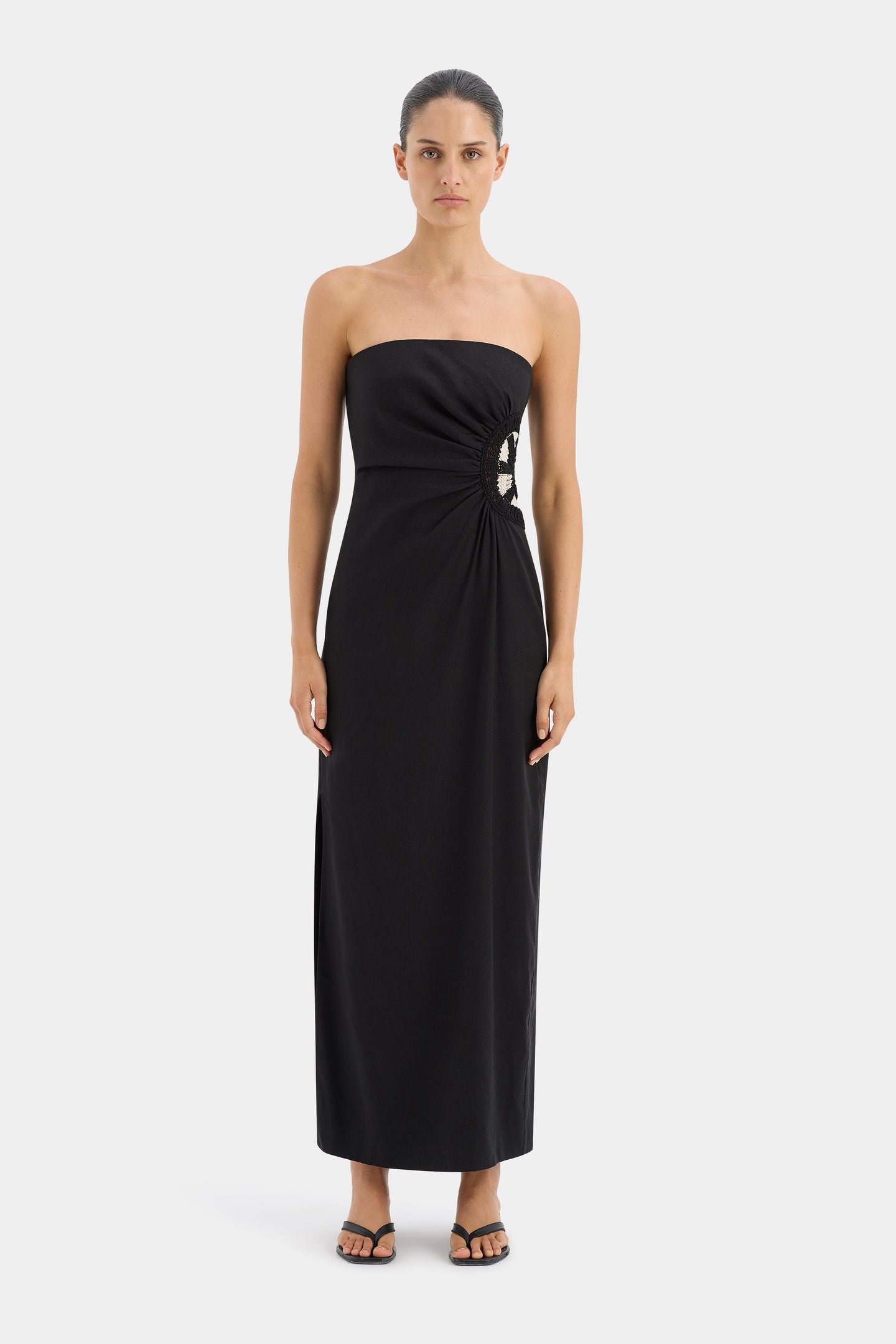 SIR the label Dorian Strapless Midi Dress BLACK