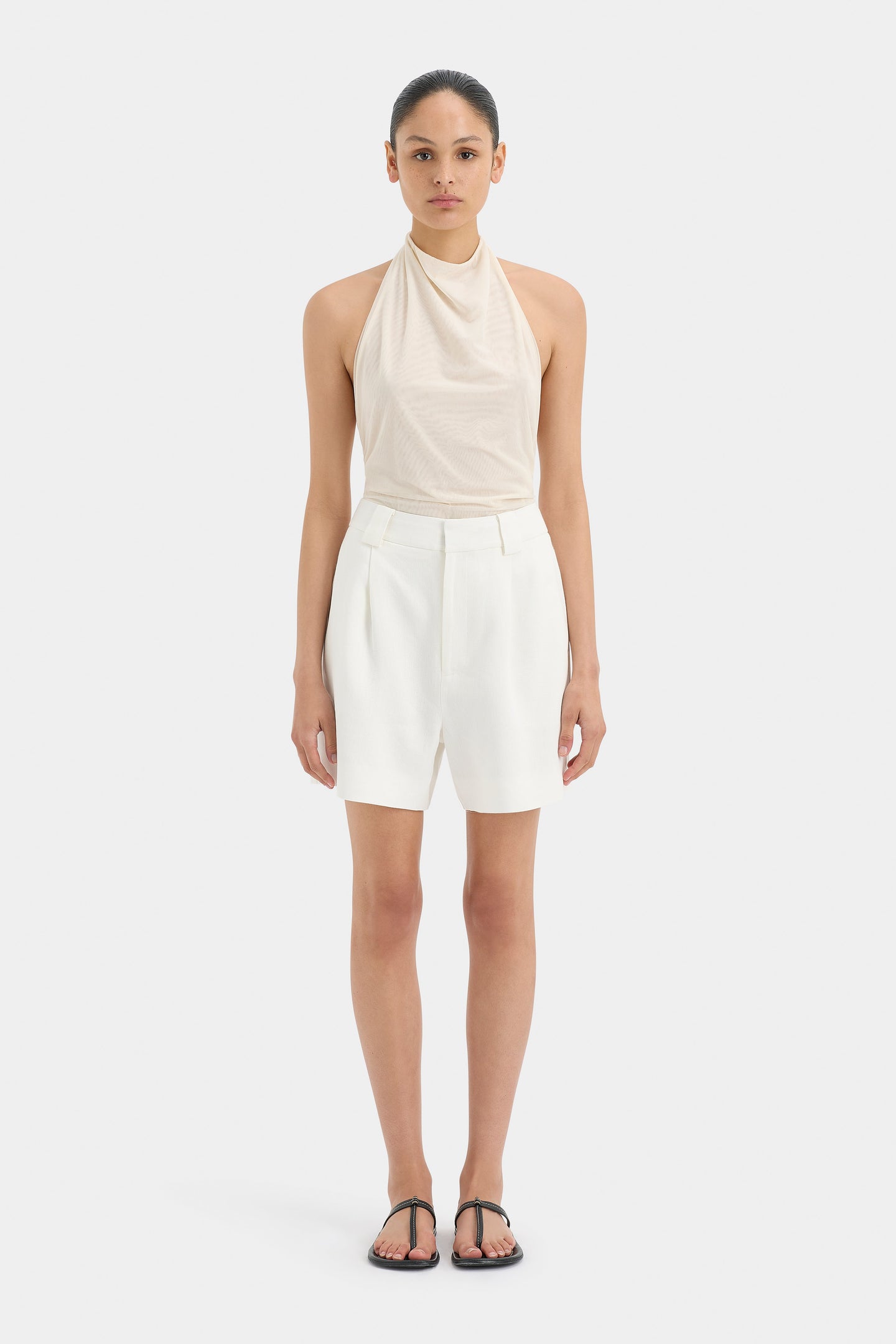 SIR the label Jacques Mesh Halter Top Ecru