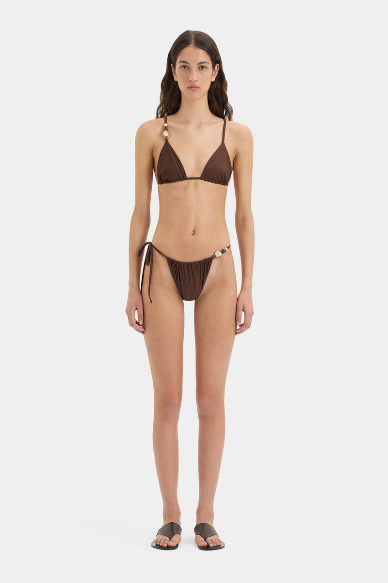 SIR the label Jeanne Beaded String Triangle Top CHOCOLATE
