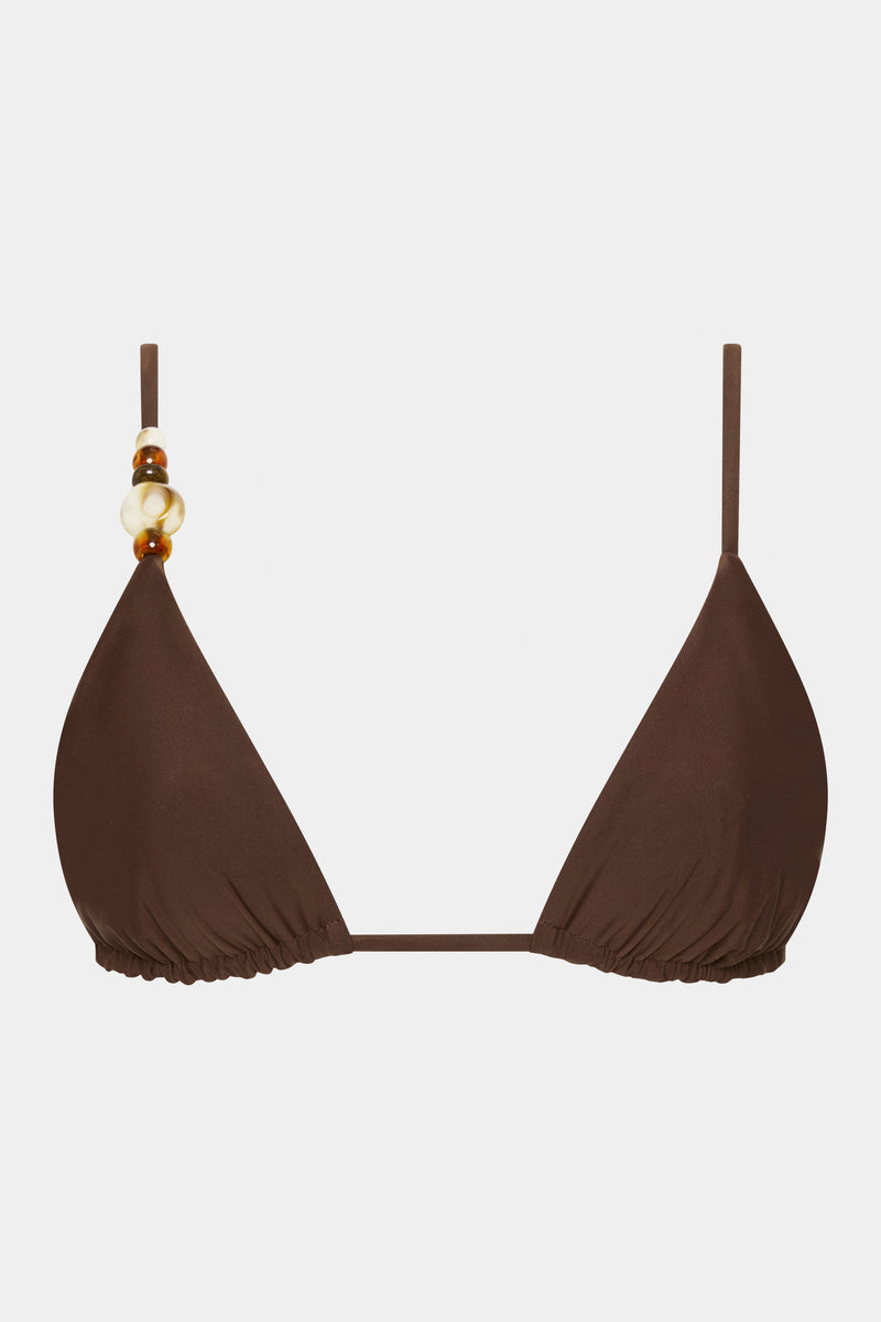 SIR the label Jeanne Beaded String Triangle Top CHOCOLATE