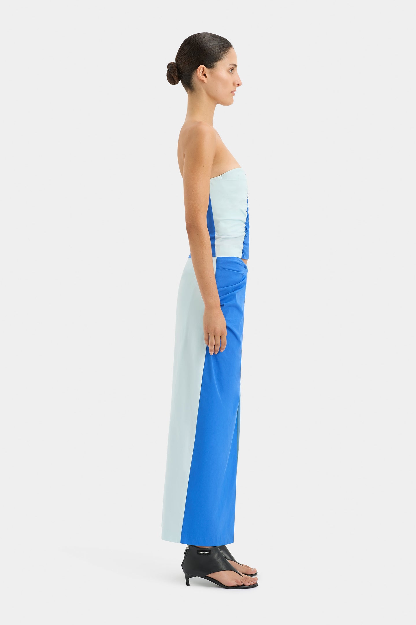 SIR the label Azul Twist Midi Skirt ICE BLUE/COBALT