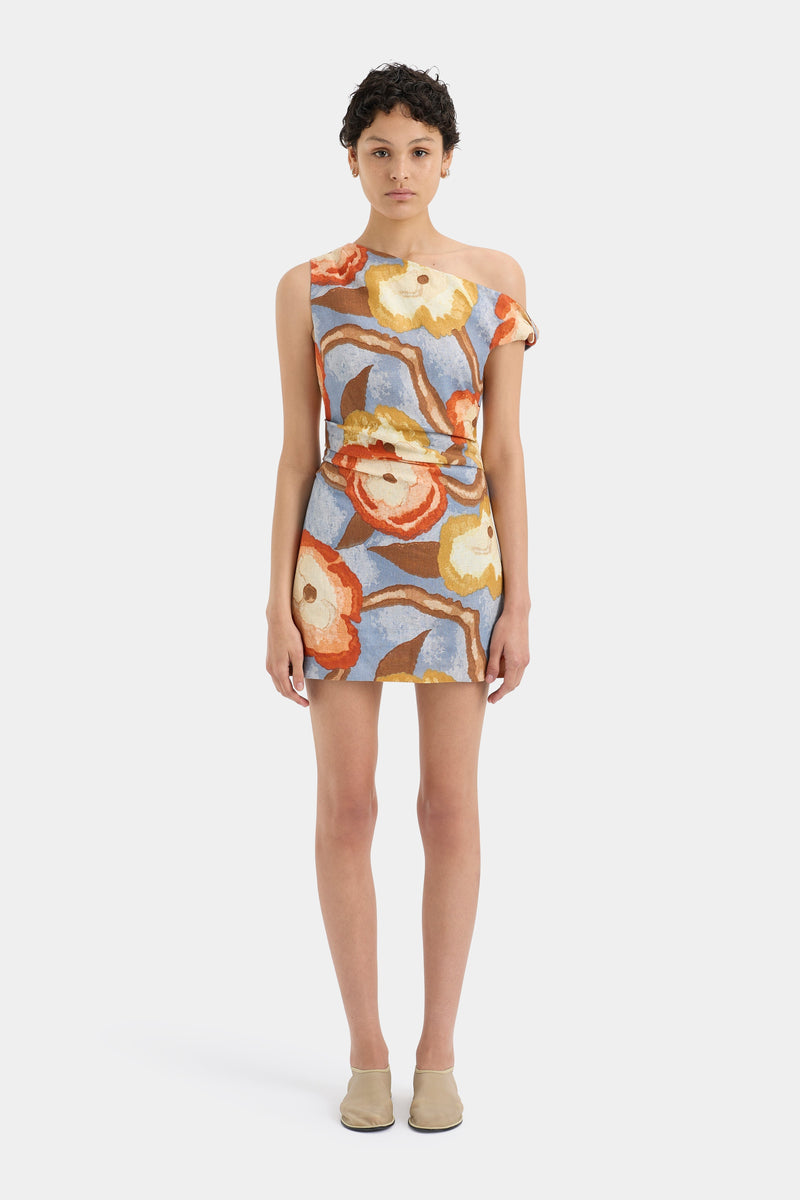 SIR the label Avery Twist Mini Dress CAMELLIA PRINT