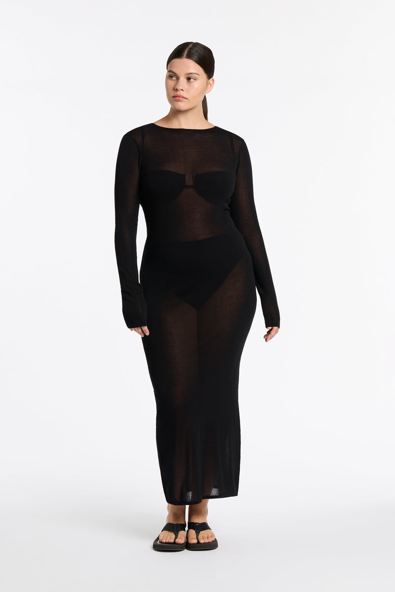 SIR the label Eva Knit Midi Dress BLACK