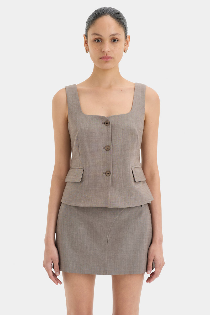 SIR the label Leonardo Button Down Bodice TAUPE