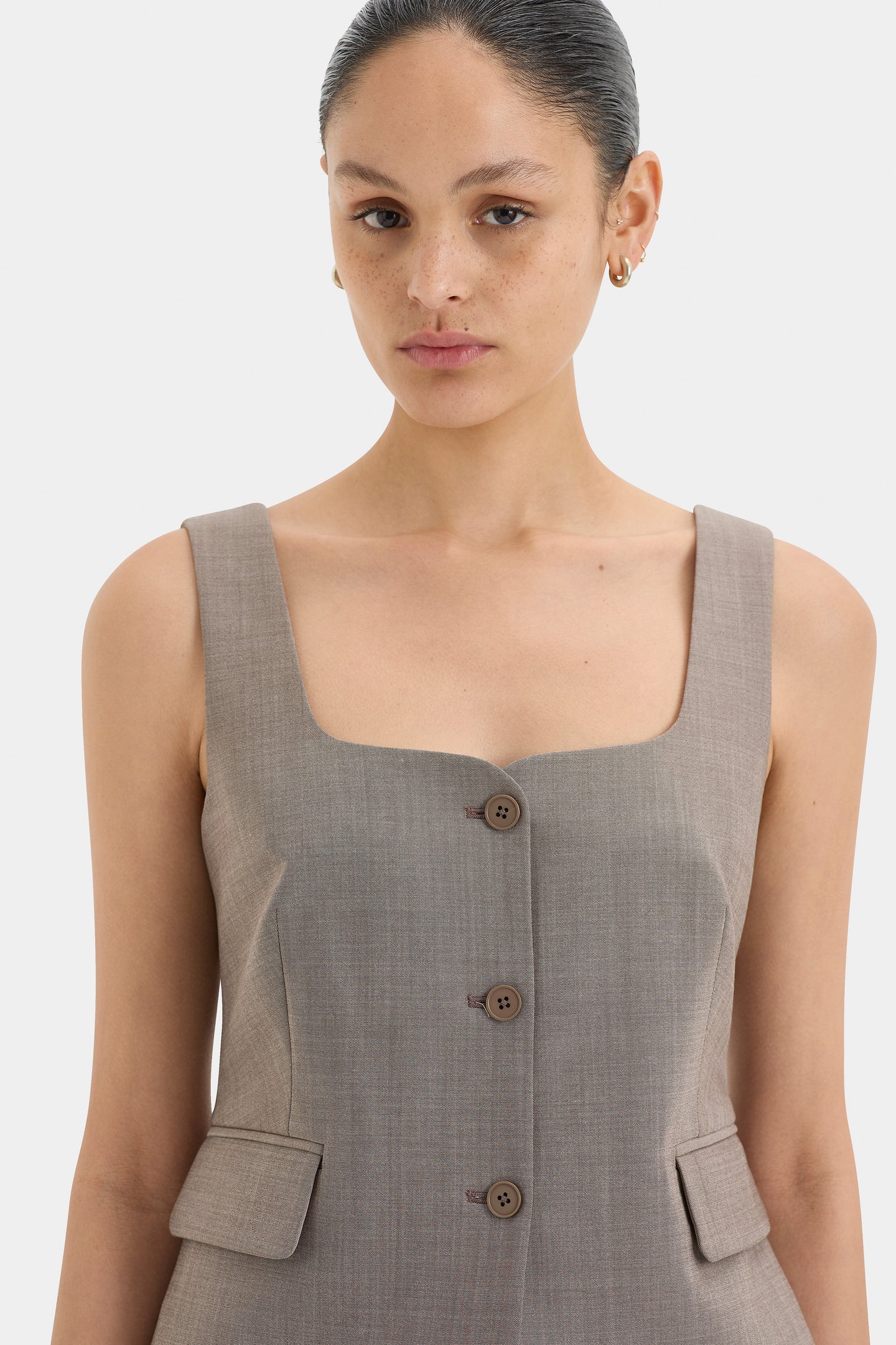 SIR the label Leonardo Button Down Bodice TAUPE