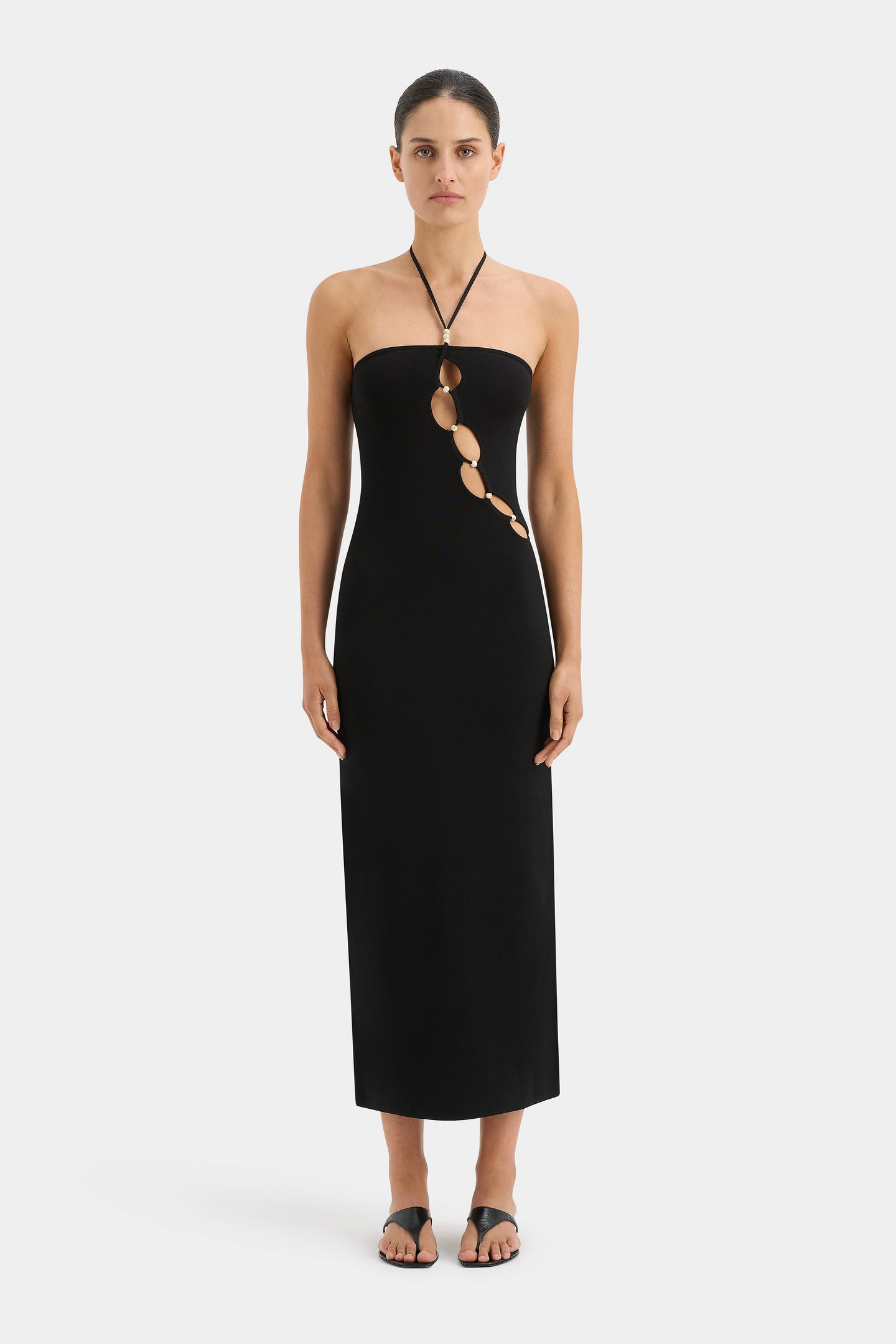 SIR the label Salvador Beaded Halter Dress BLACK