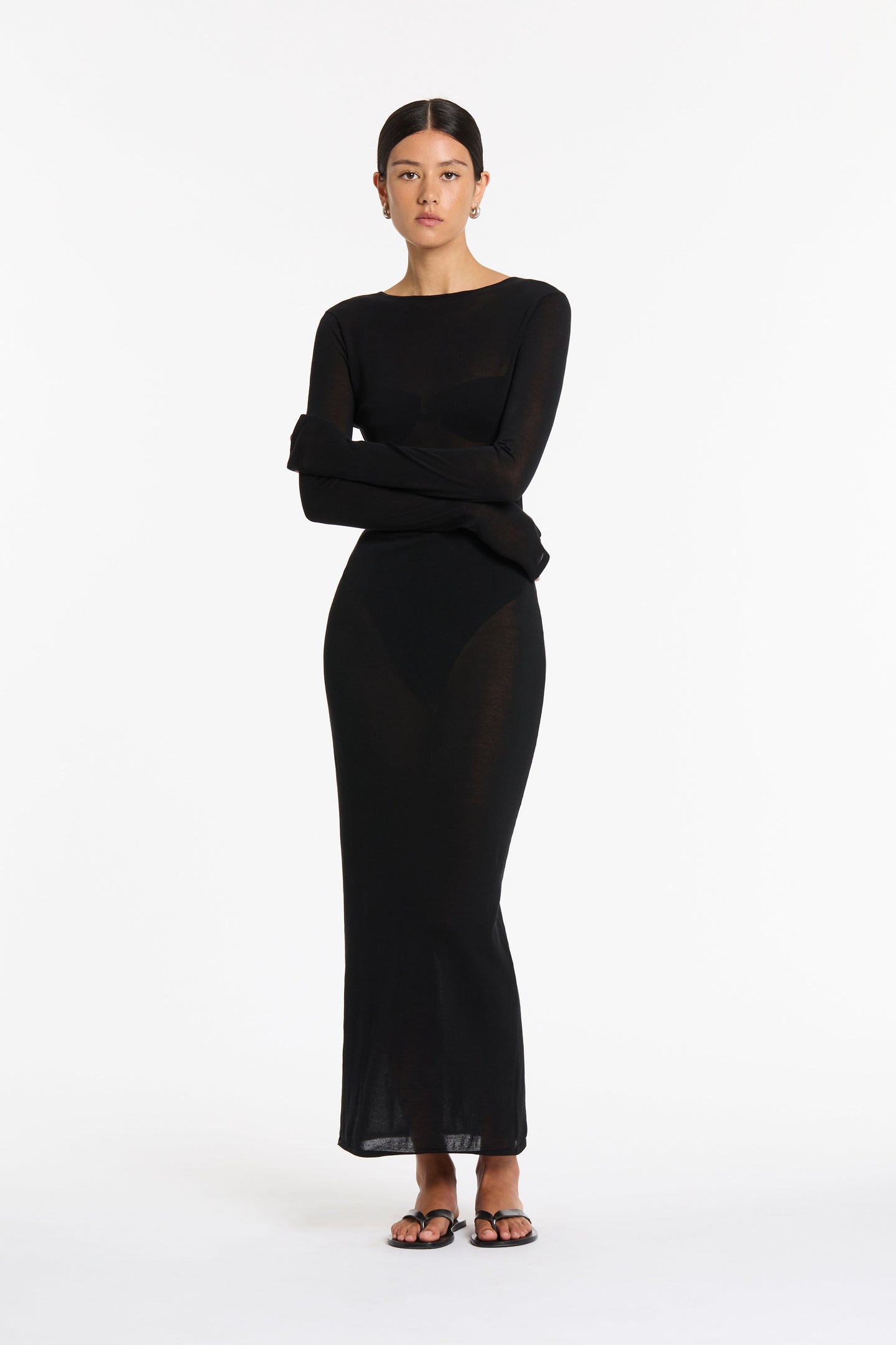 SIR the label Eva Knit Midi Dress BLACK