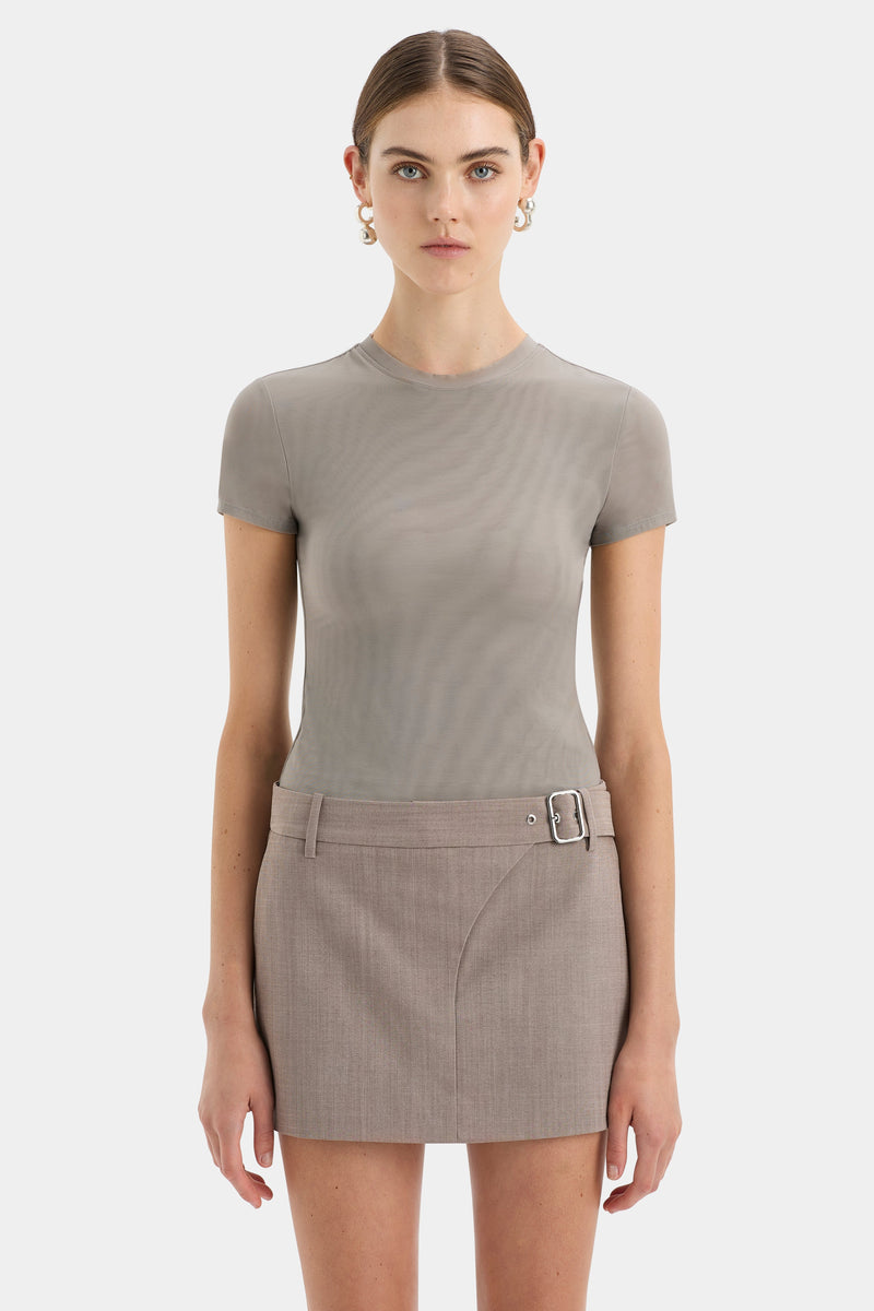 SIR the label Leonardo Belted Mini Skirt TAUPE