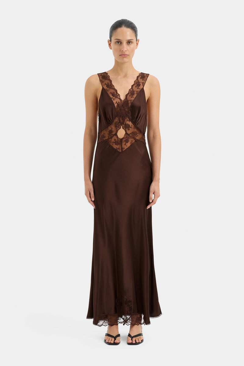 SIR the label Aries Cut Out Gown Chocolate