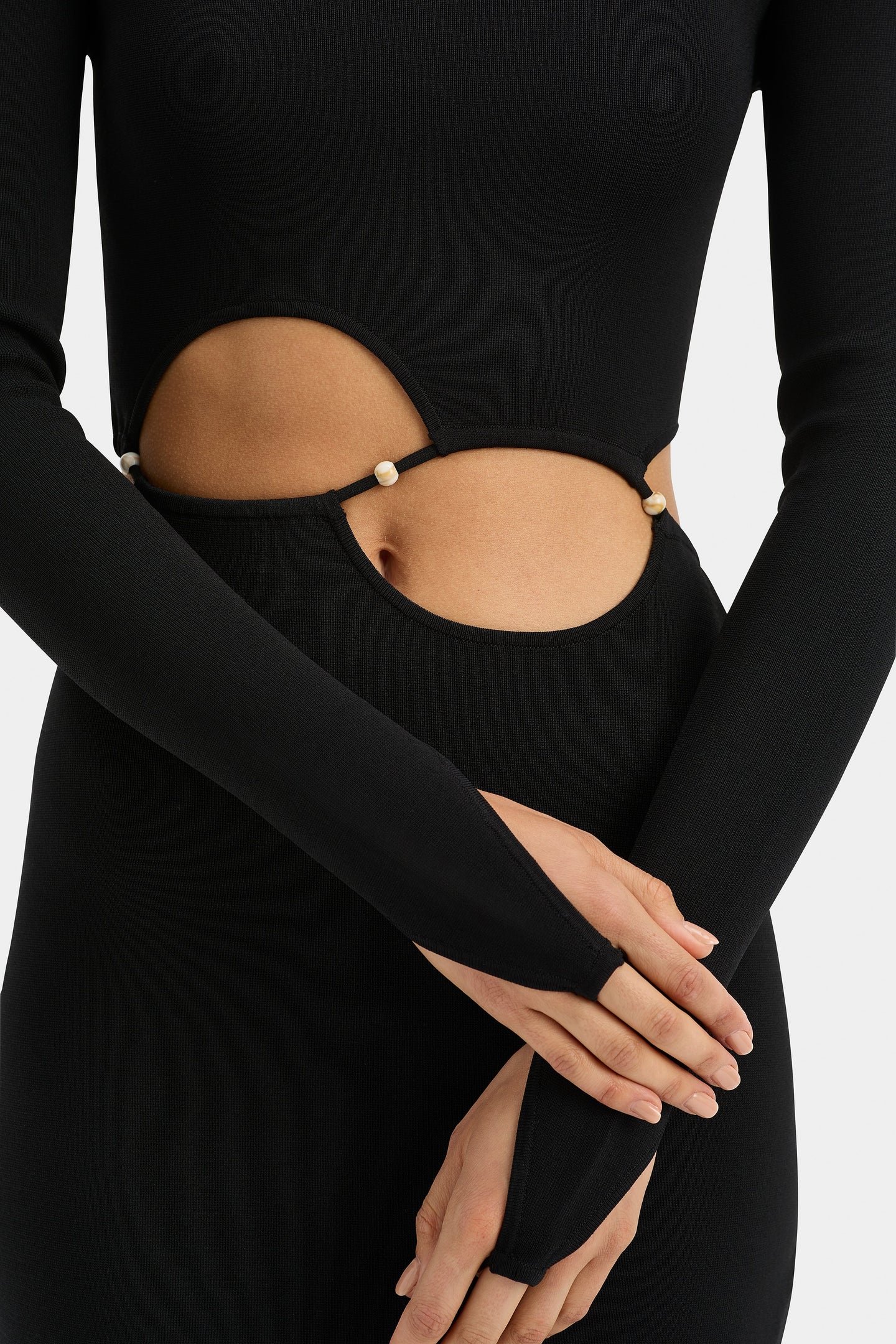 SIR the label Salvador Beaded Long Sleeve Dress BLACK