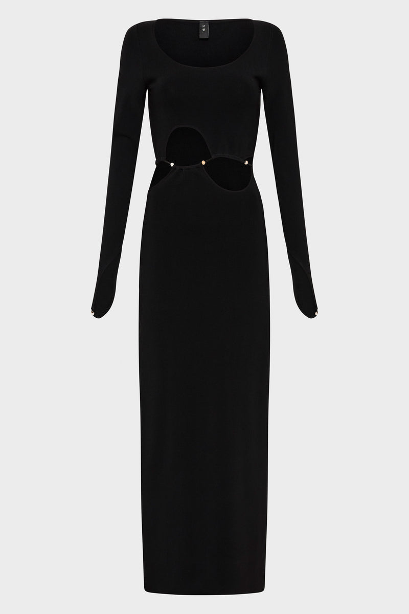 SIR the label Salvador Beaded Long Sleeve Dress BLACK