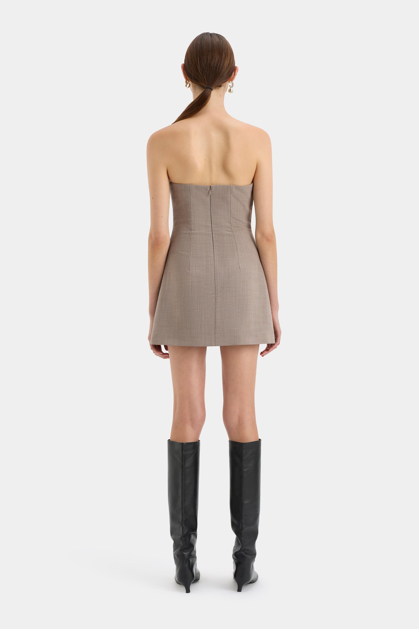 SIR the label Leonardo Pleated Mini Dress TAUPE