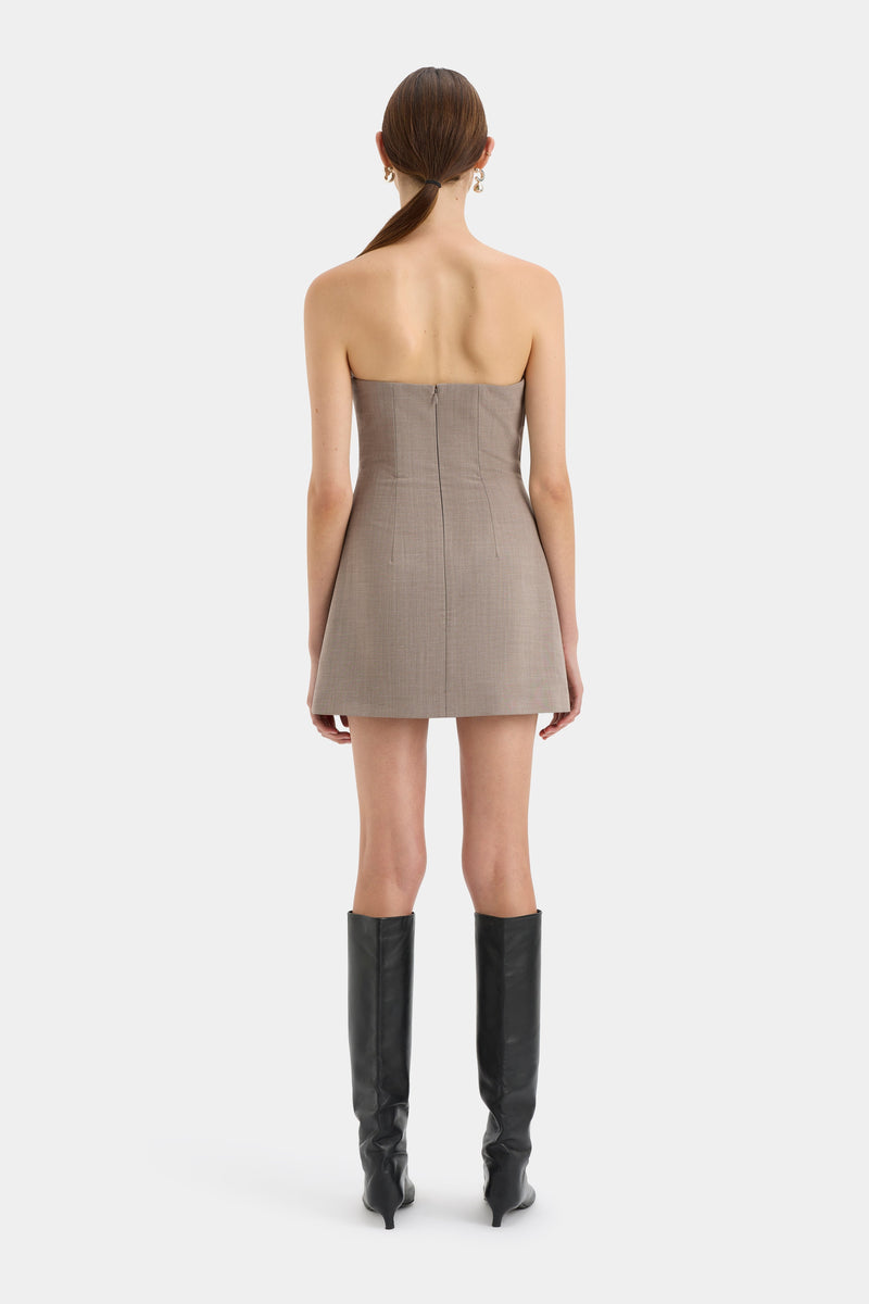 SIR the label Leonardo Pleated Mini Dress TAUPE