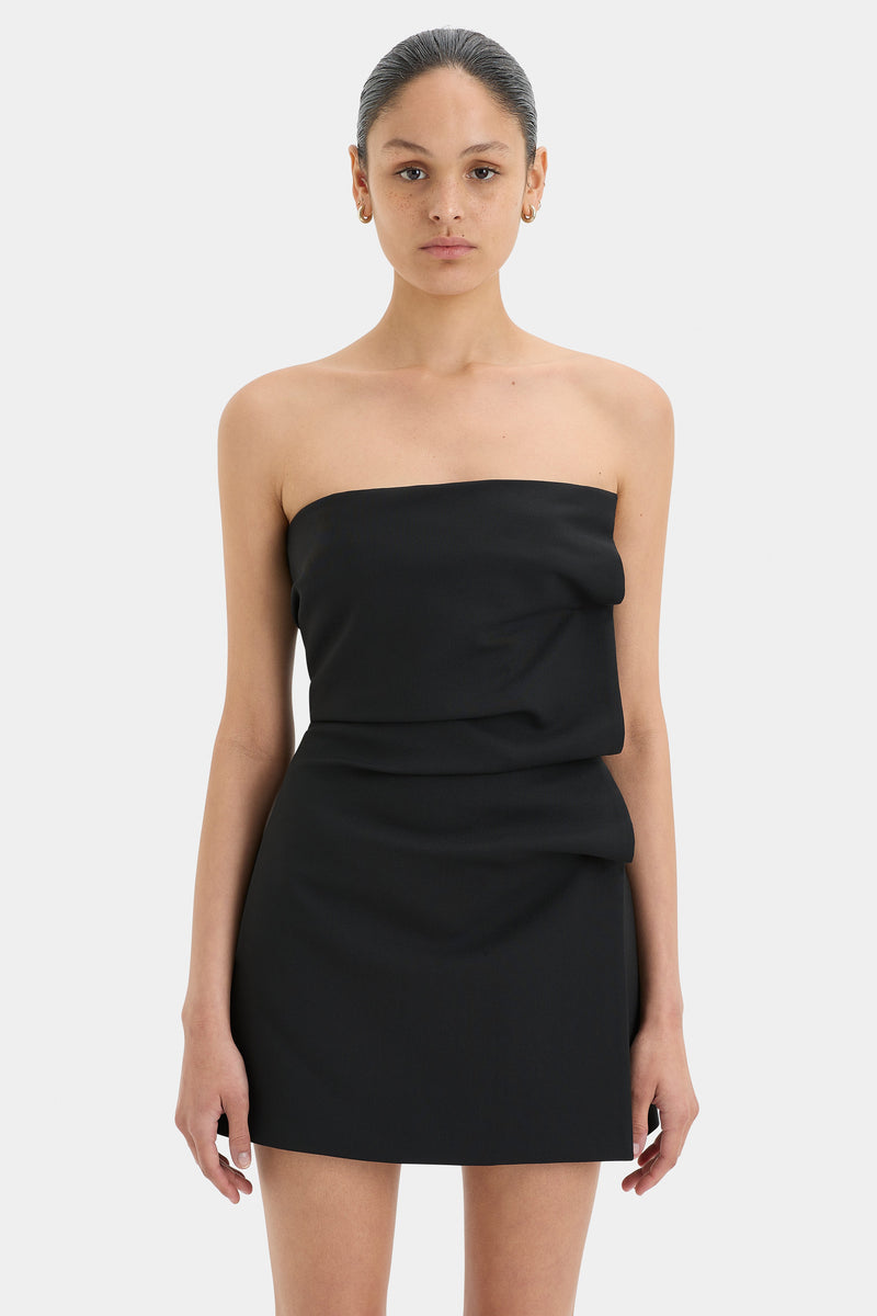 SIR the label Leonardo Pleated Mini Dress BLACK