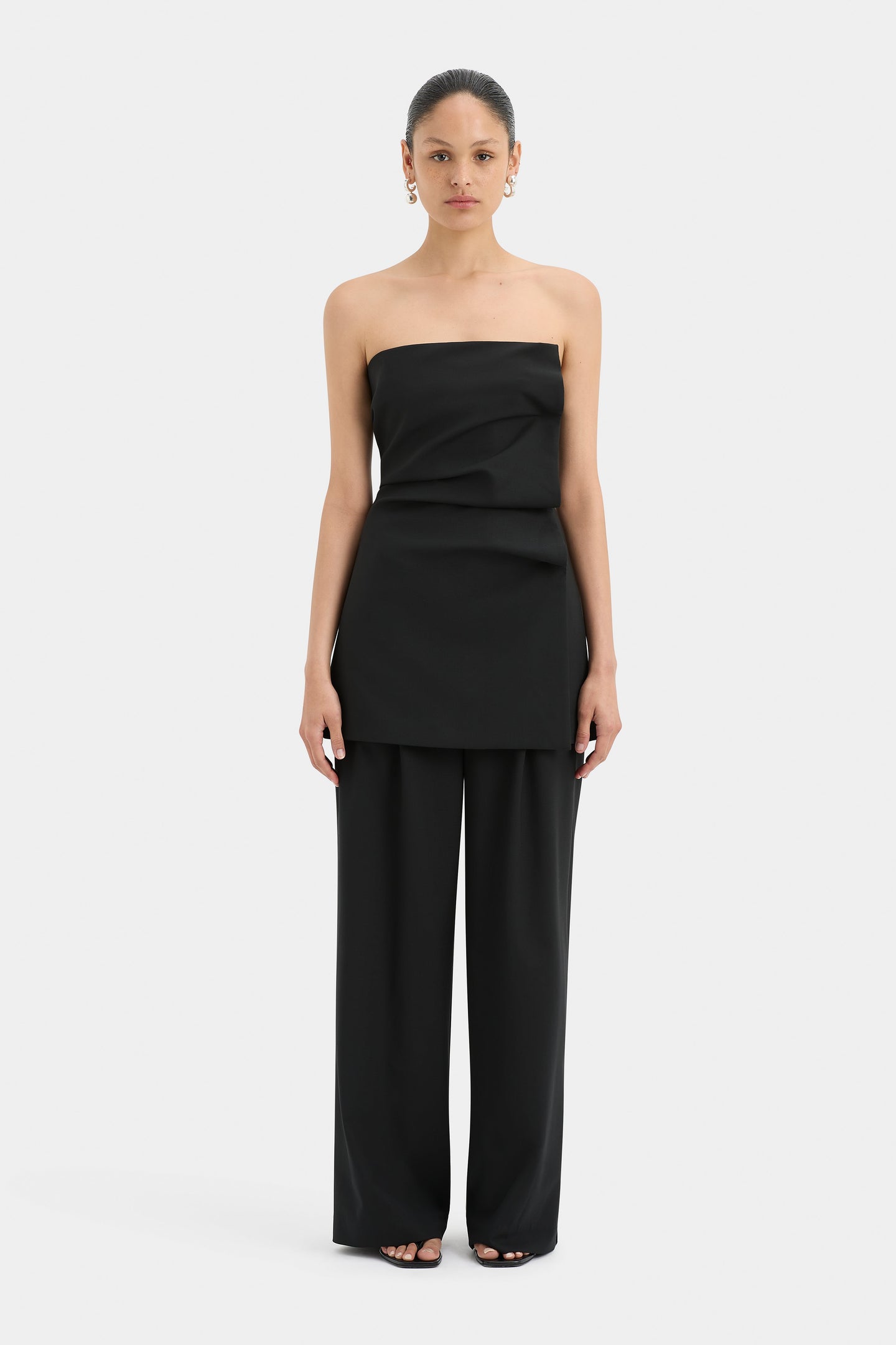 SIR the label Leonardo Pleated Mini Dress BLACK