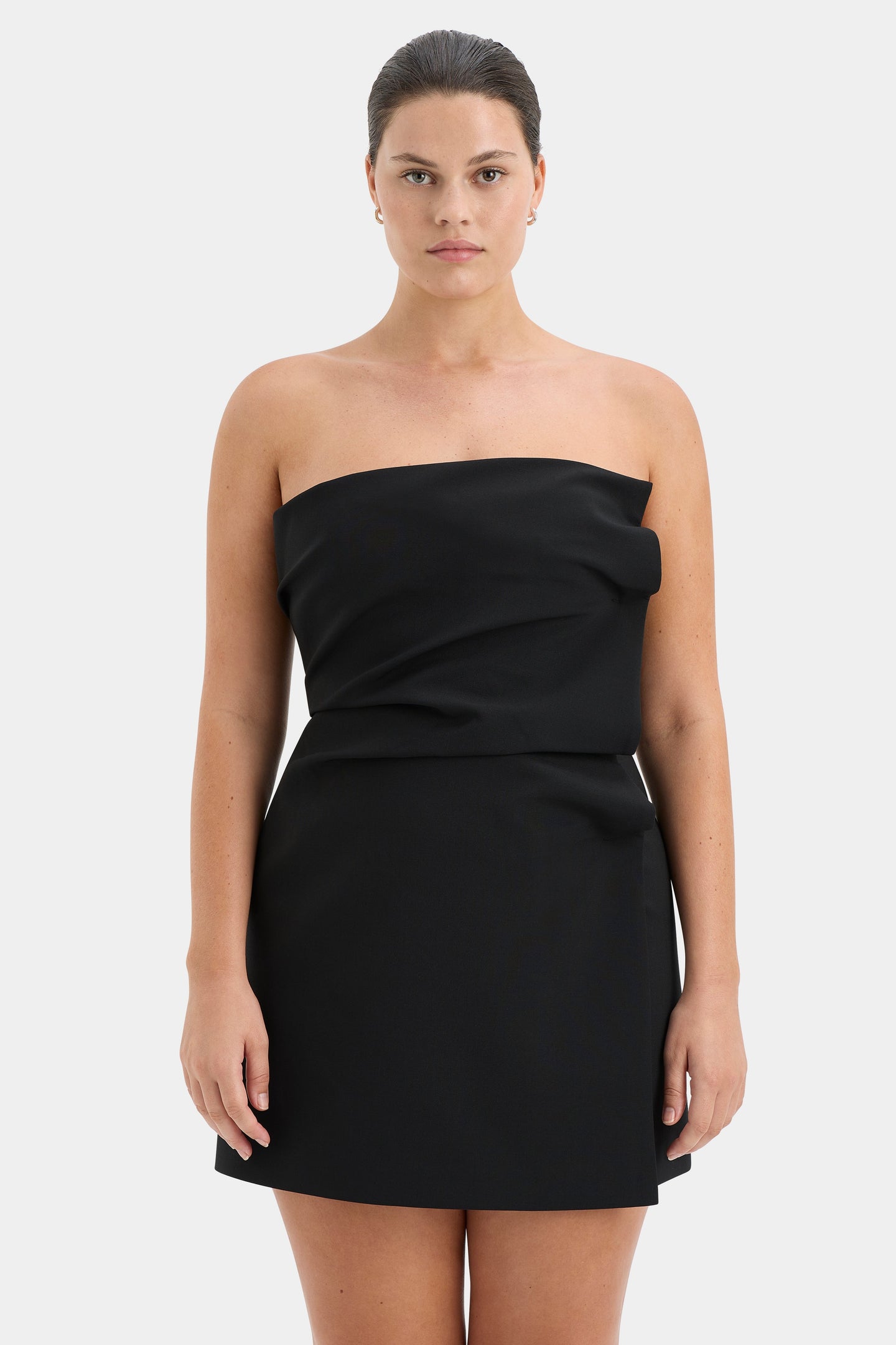 SIR the label Leonardo Pleated Mini Dress BLACK