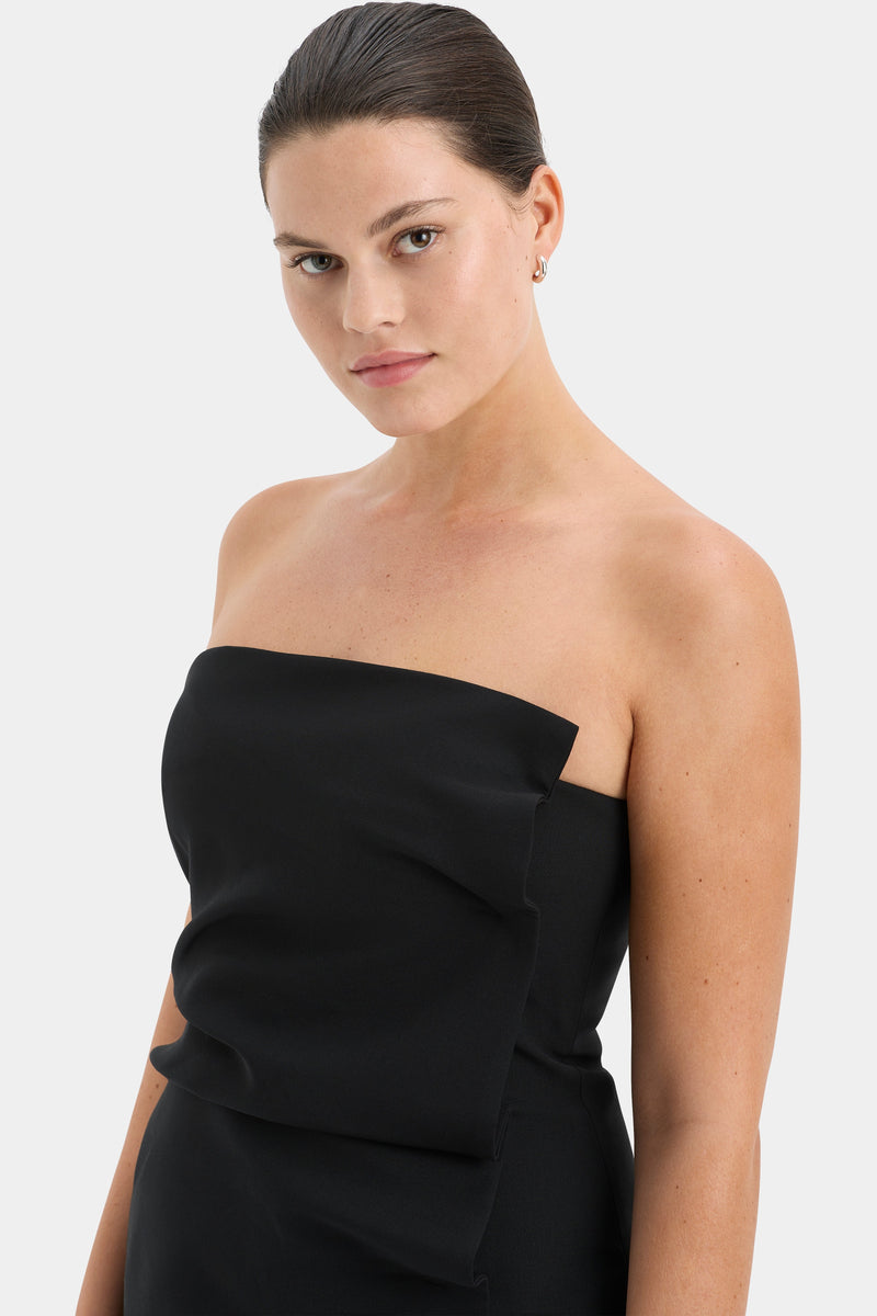 SIR the label Leonardo Pleated Mini Dress BLACK