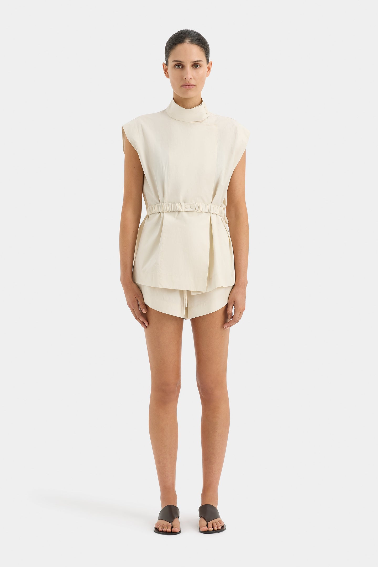 SIR the label Nouveaux Collared Top Ecru