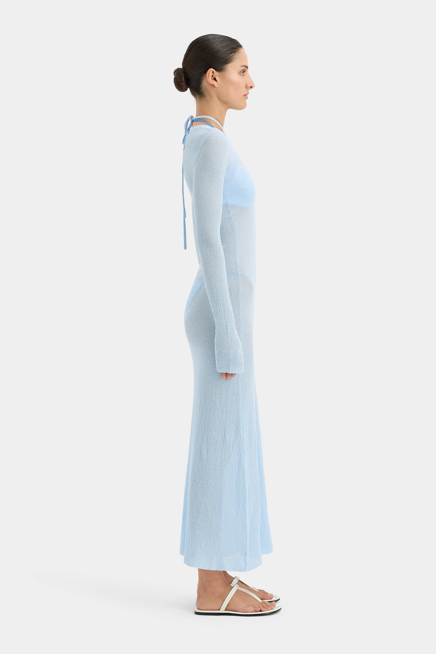 SIR the label Emmeline Halter Long Sleeve Dress SKY BLUE