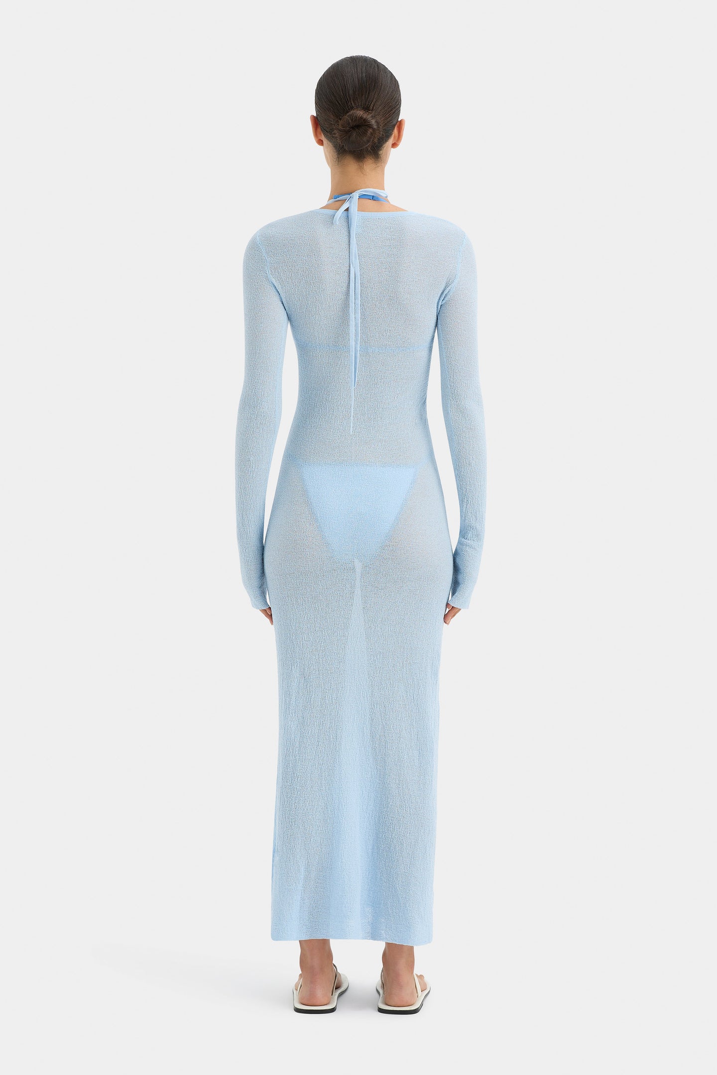 SIR the label Emmeline Halter Long Sleeve Dress SKY BLUE