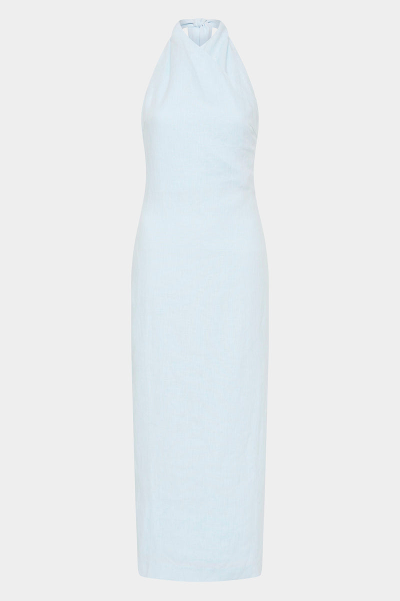 SIR the label Iris Halter Midi Dress LIGHT BLUE