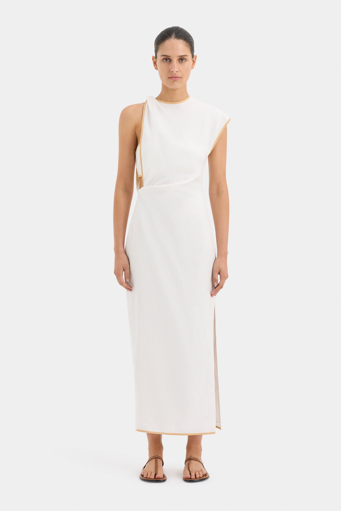 SIR the label Noemi Cut Out Midi Dress IVORY