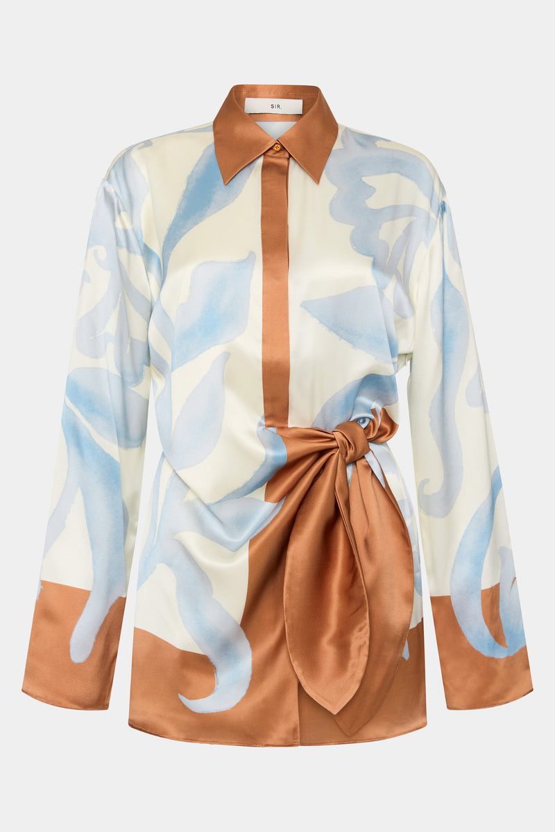 SIR the label Sorrento Shirt Dress SCIARPA PRINT