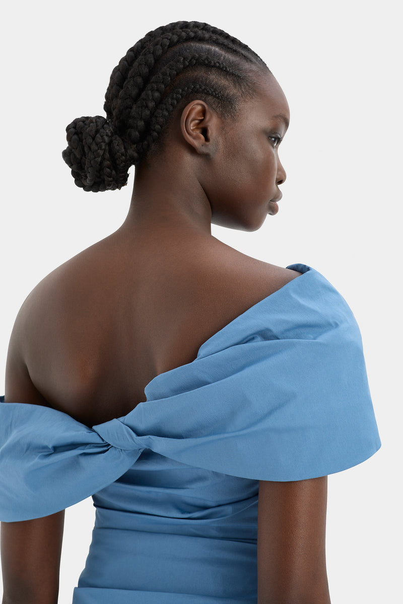 SIR the label Jones Off Shoulder Mini Dress WASHED BLUE