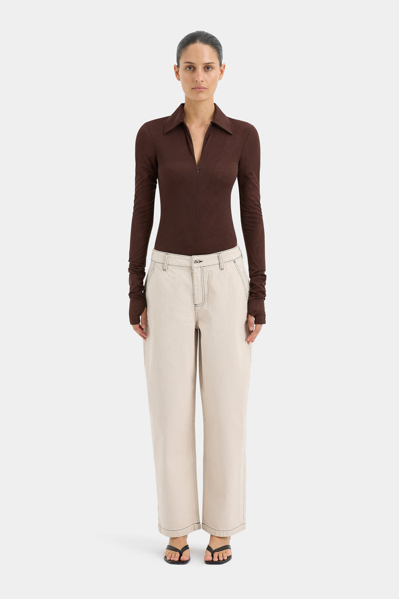 SIR the label Jacques Mesh Zip Bodysuit Chocolate