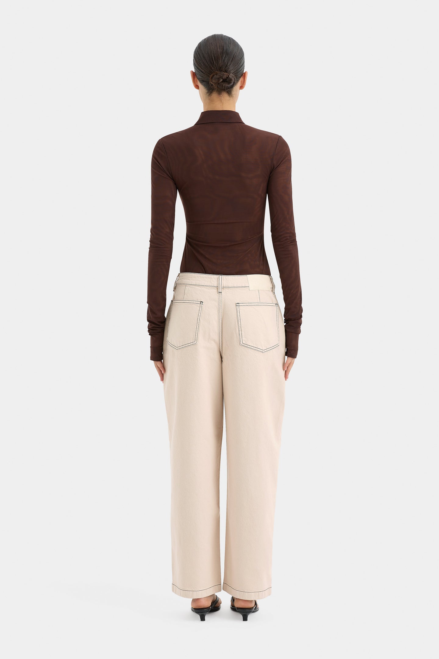 SIR the label Jacques Mesh Zip Bodysuit Chocolate