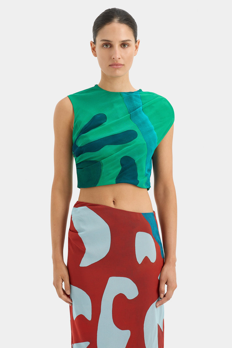 SIR the label Frankie Gathered Top EMERALD REFLECTION